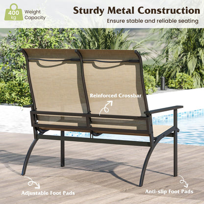 Outdoor Adirondack Bench Chair with High Back and Armrests