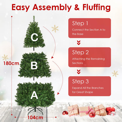 6 FT Pre-Lit Artificial Christmas Tree with 350 Warm White and Multicolored LED Lights