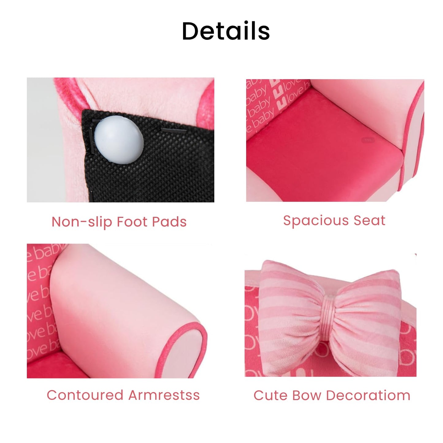 Upholstered Toddler Couch with Ultra Soft Velvet Cover and Spacious Backrest