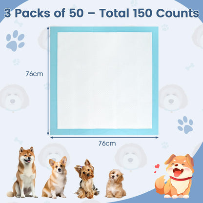 Dog and Puppy Pee Pads 76 x 76 cm(150 Counts) 6-Layer Leak-Proof Pet Pads