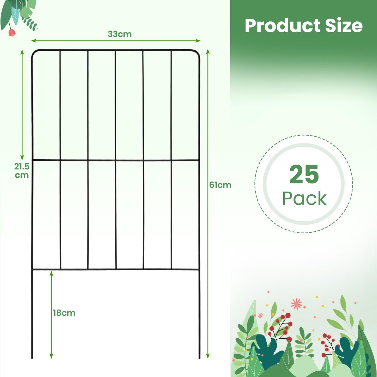 GiantexUK Decorative Garden Fence 51in x 14ft/24in x 13ft Foldable Rustproof Metal Wire Fencing