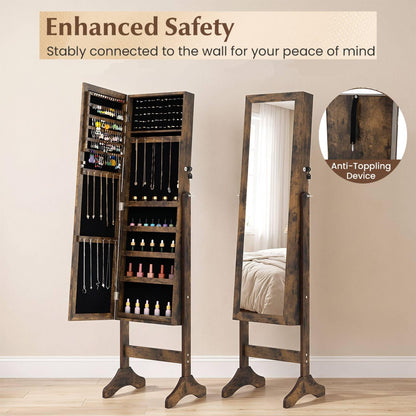 Freestanding Jewelry Armoire Cabinet with Full Length Mirror