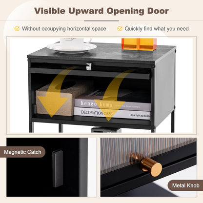 3-Tier Side Table with Storage Shelf for Living Room and Bedroom