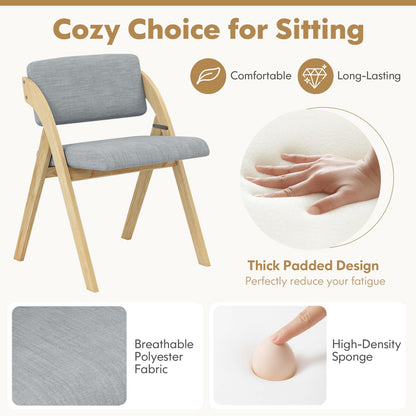 Wooden Counter Dining Chairs with Linen Fabric Seat Set of 2