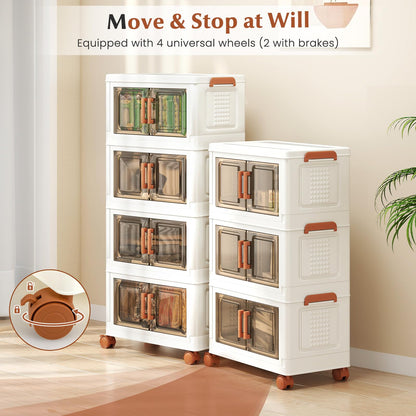 3 or 4 Tier Stackable Storage Bins with Lid & Lockable Wheels