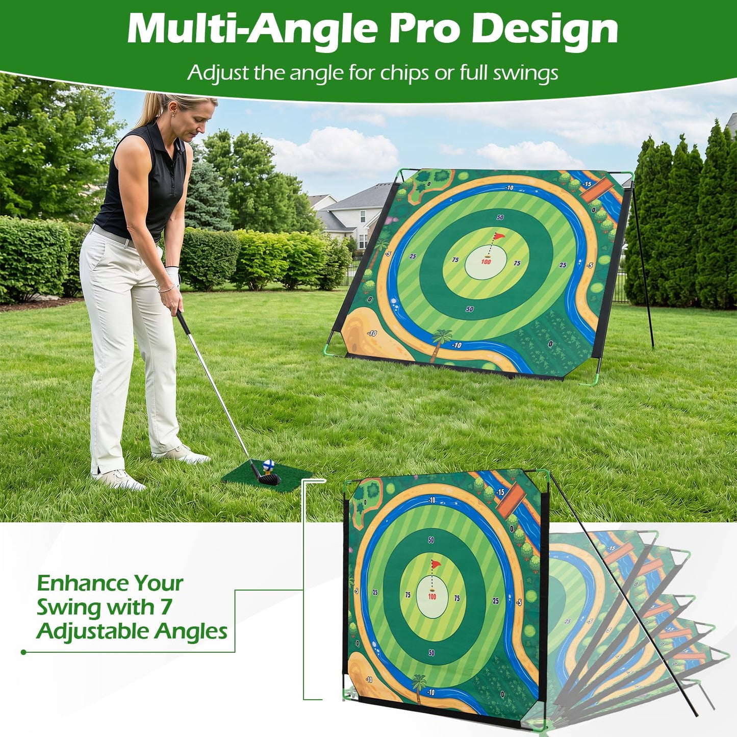 Indoor Outdoor Golf Game Gift with 2 Adjustable Clubs, 24 Sticky Balls, Scoreboard & Carry Bag