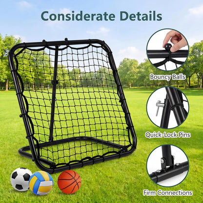 Foldable Football Rebounder Net, Football Training Net with Metal Frame