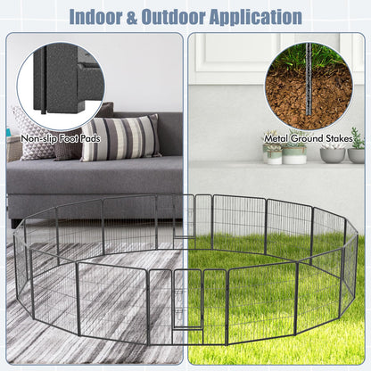 16 Panel 80cm Height Pen Fence with Lock and Large Door