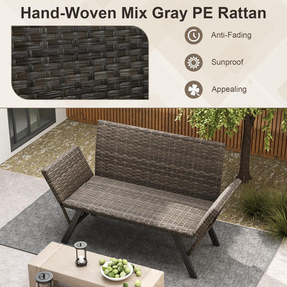 Convertible Rattan Daybed Patio Chaise Lounge Chair with Adjustable Armrests