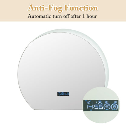Half Circle LED Bathroom Mirror with Touch Switch and 3-Color Lights