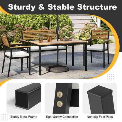 4-Piece Patio Dining Set Outdoor Wood Metal Furniture