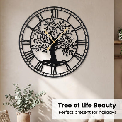 Large Wall Clock, 27”/68cm Metal Non-Ticking Decorative Clock