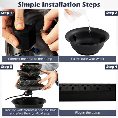 Indoor Water Fountain, Tabletop Indoor Water Feature with LED Light