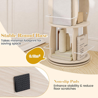 3-Tier 360° Spinning Bookshelf Tower with Display Stands for Small Spaces