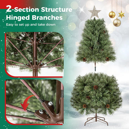 5FT Pre-Lit Artificial Christmas Tree, Hinged Holiday Xmas Tree