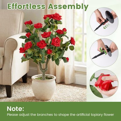 Artificial Flower Tree Set of 2, Fake Shrub Plants with Spikes