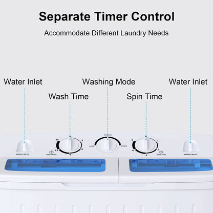 Twin Tub Washing Machine 8kg Total Capacity with Timer Control