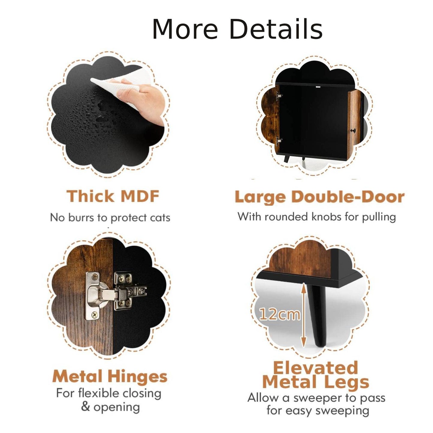 Hidden Cat Litter Box Enclosure, Wooden Kitty House End Table with Open Shelf