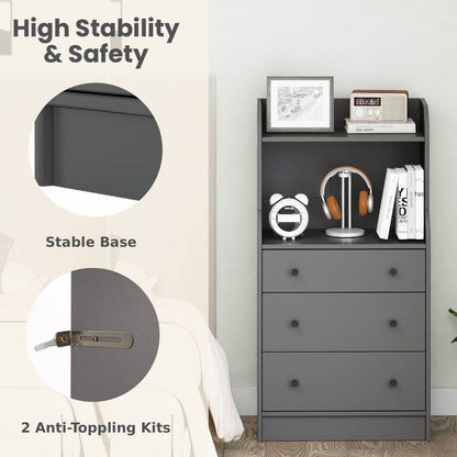 Modern Chest of Drawers Dresser with Shelves