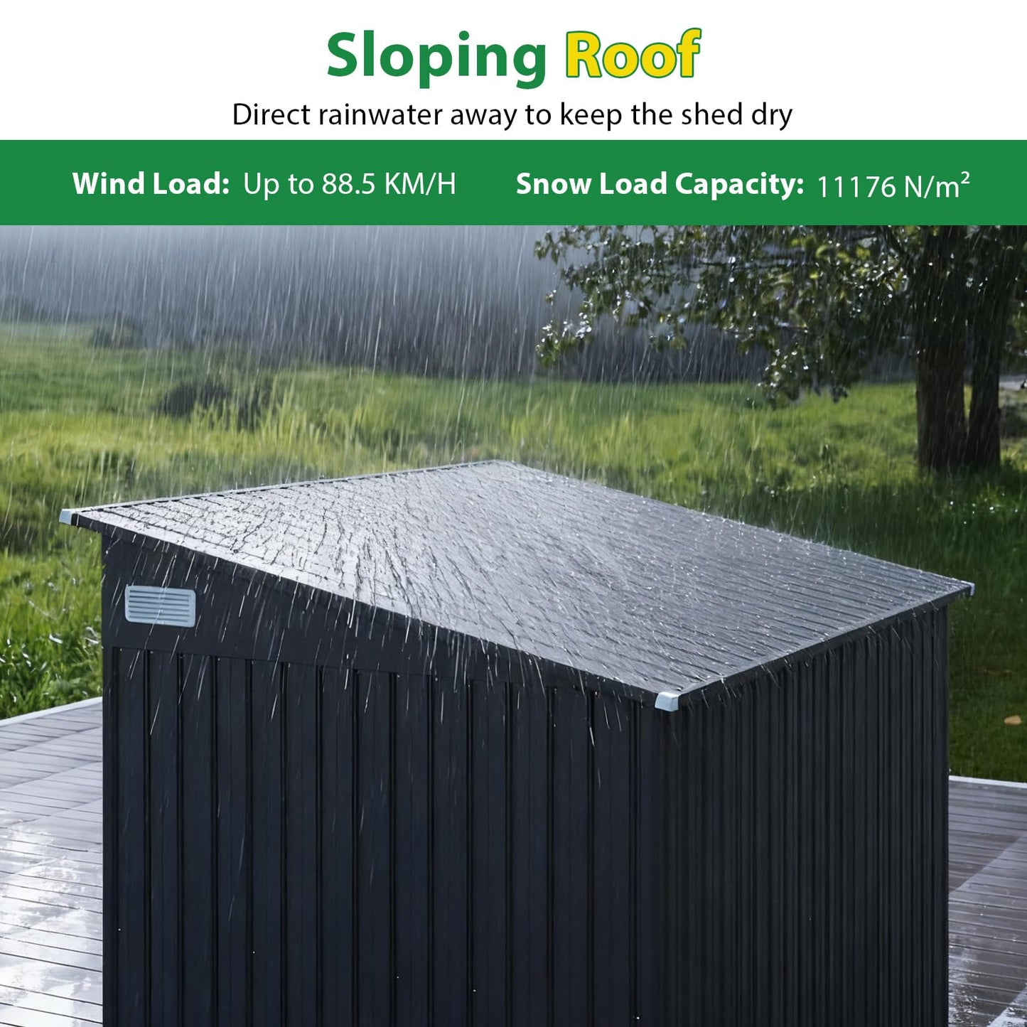 Triple Door Storage Shed with Galvanized Steel Tool and Bike Storage