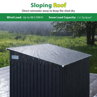 Triple Door Storage Shed with Galvanized Steel Tool and Bike Storage