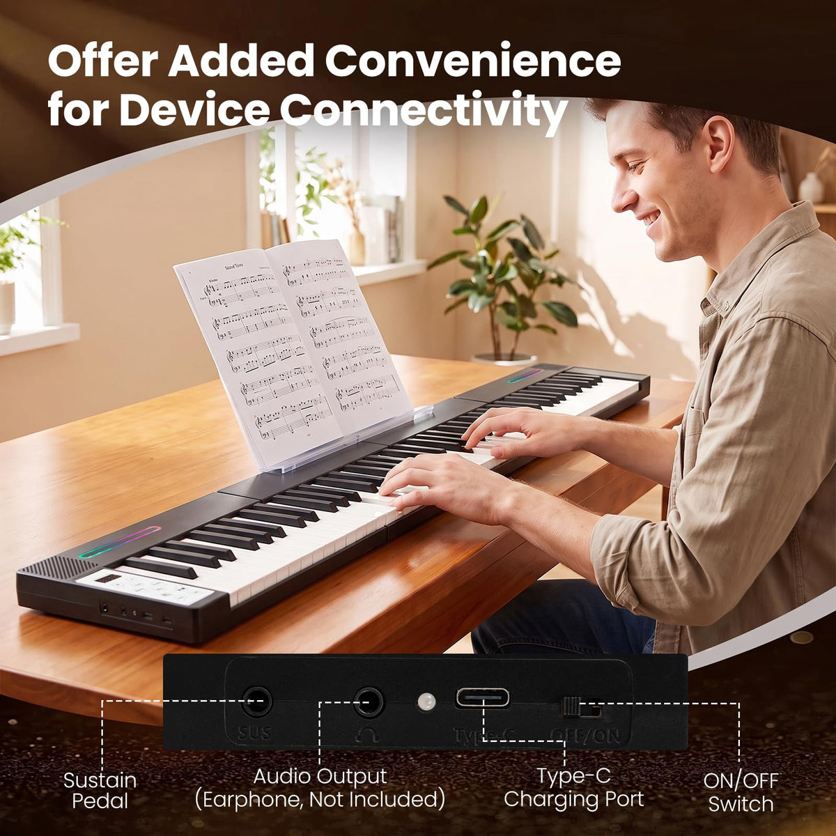 88 Keys Keyboard Piano,Magnetic Digital Piano with Wireless