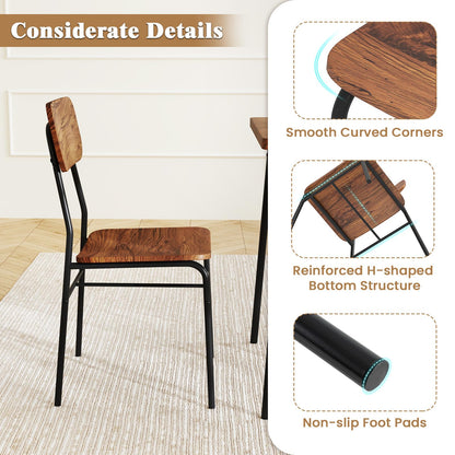 Rectangular Breakfast Kitchen Table Set with 2 Chairs and Storage Rack