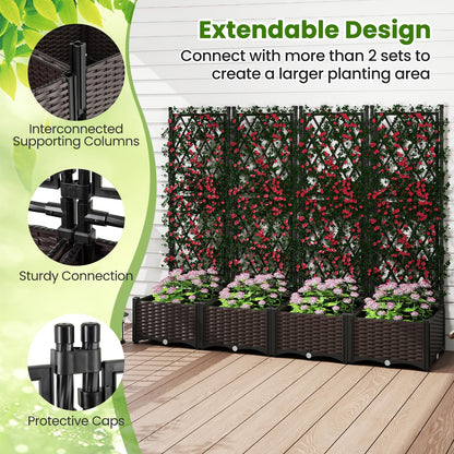 Garden Planter with Trellis with Self-Watering Device and Drainage Holes