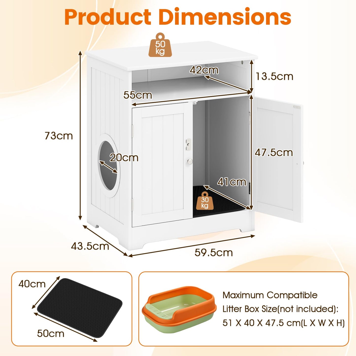 Cat Litter Box Enclosure, Wooden Kitty Hidden Washroom Furniture
