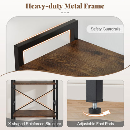 Wooden Storage Bookcase Ladder Shelving Unit with X-Shaped Bar