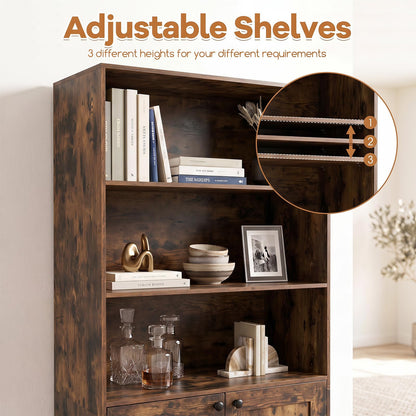 181 CM Tall Bookcase with 3 Shelves and Adjustable Shelf for Home Office