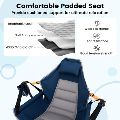 Folding Hammock Camping Chair with Adjustable Back Head Pillow