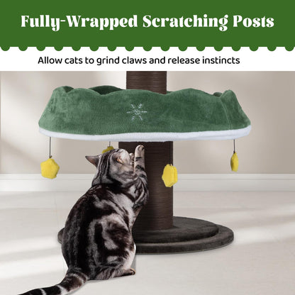 179 CM Tall Christmas Cat Tree Multi-Level Kitten Tower with 3 Plush Platforms