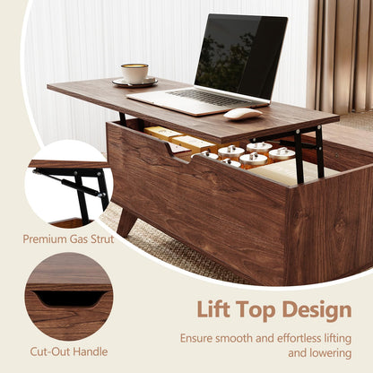 Lift Top Coffee Table with Hidden Compartment for Living Room