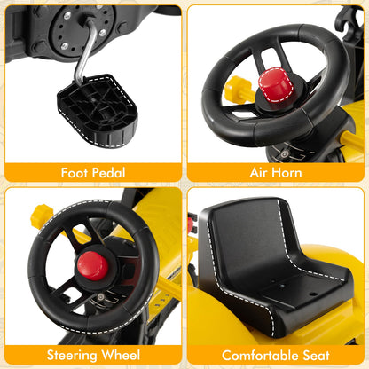 Kids Ride on Excavator, Pedal Go Kart with Manual Control Bucket