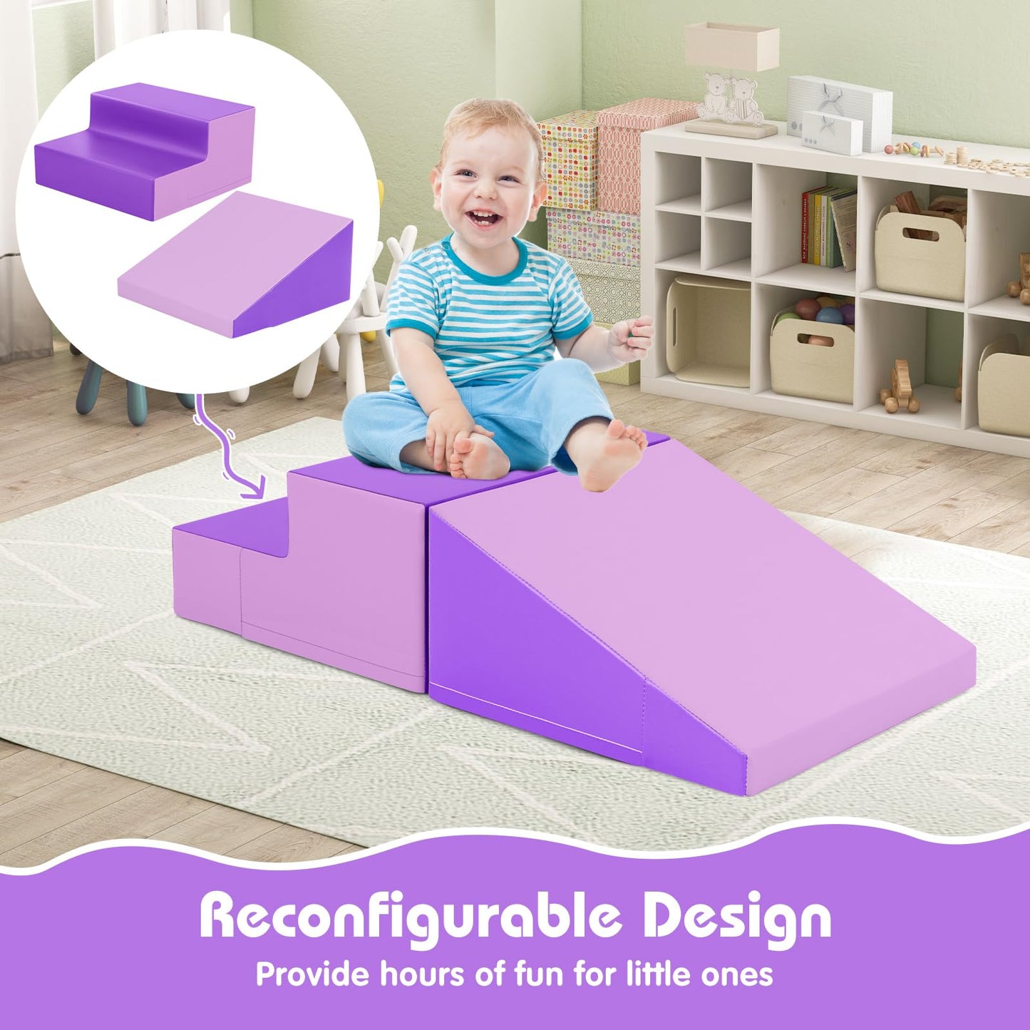 Toddler Climb and Crawl Foam Play Set Stairs and Ramp Software Activity Toys