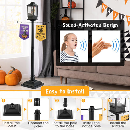 156 CM Halloween Lamp Post Sound-Activated Halloween Street Lamp