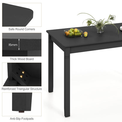 Wooden Rectangular Dining Table with Rubber Wood Legs for 4 People