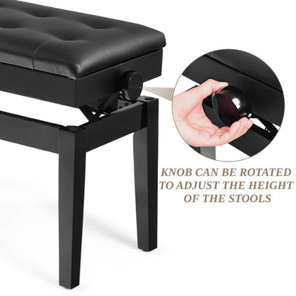 Height Adjustable Keyboard Duet Seat with Padded Cushion