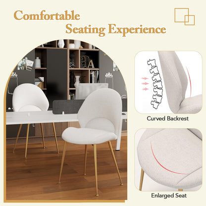 Set of 2 Upholstered Accent Chairs with Curved Backrest Adjustable Foot Pads