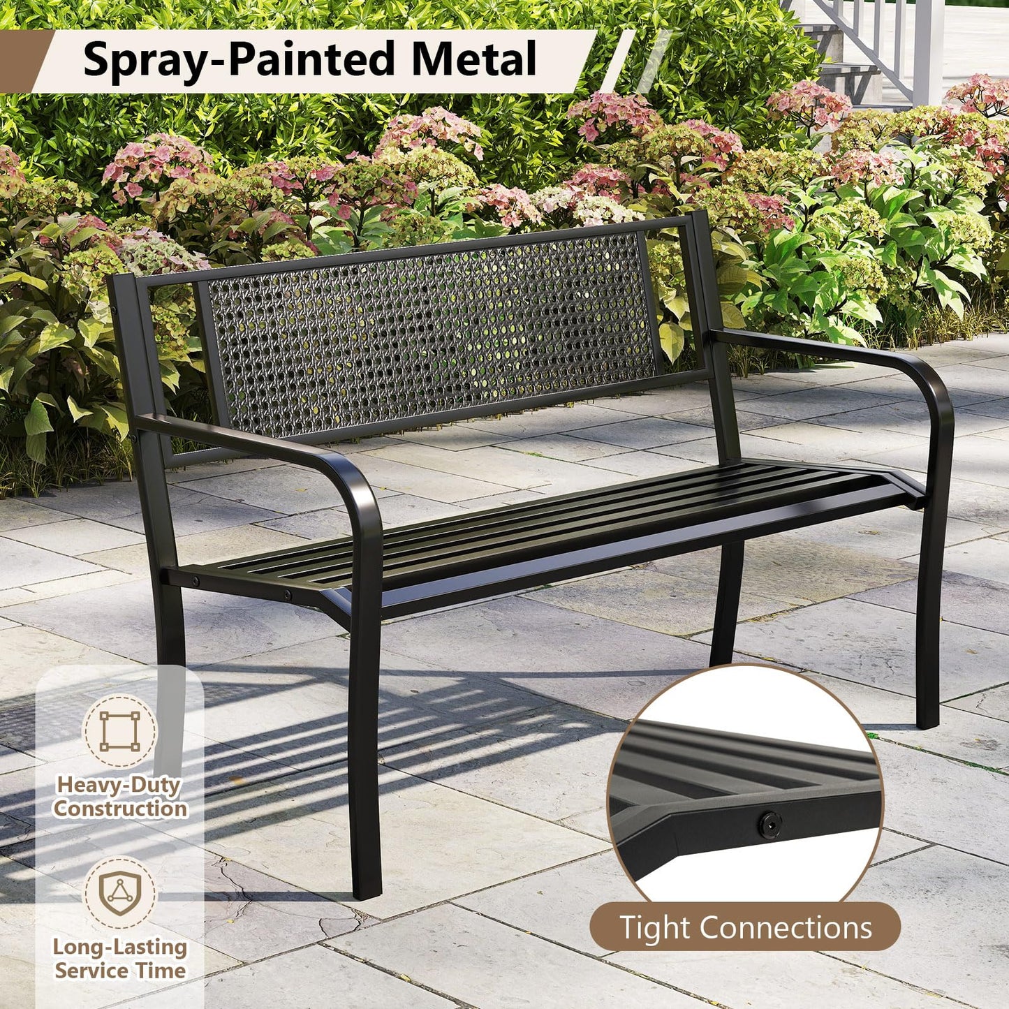 127cm Garden Bench Outdoor Furniture Leisure Seating Patio Chair Dot Matrix Pattern