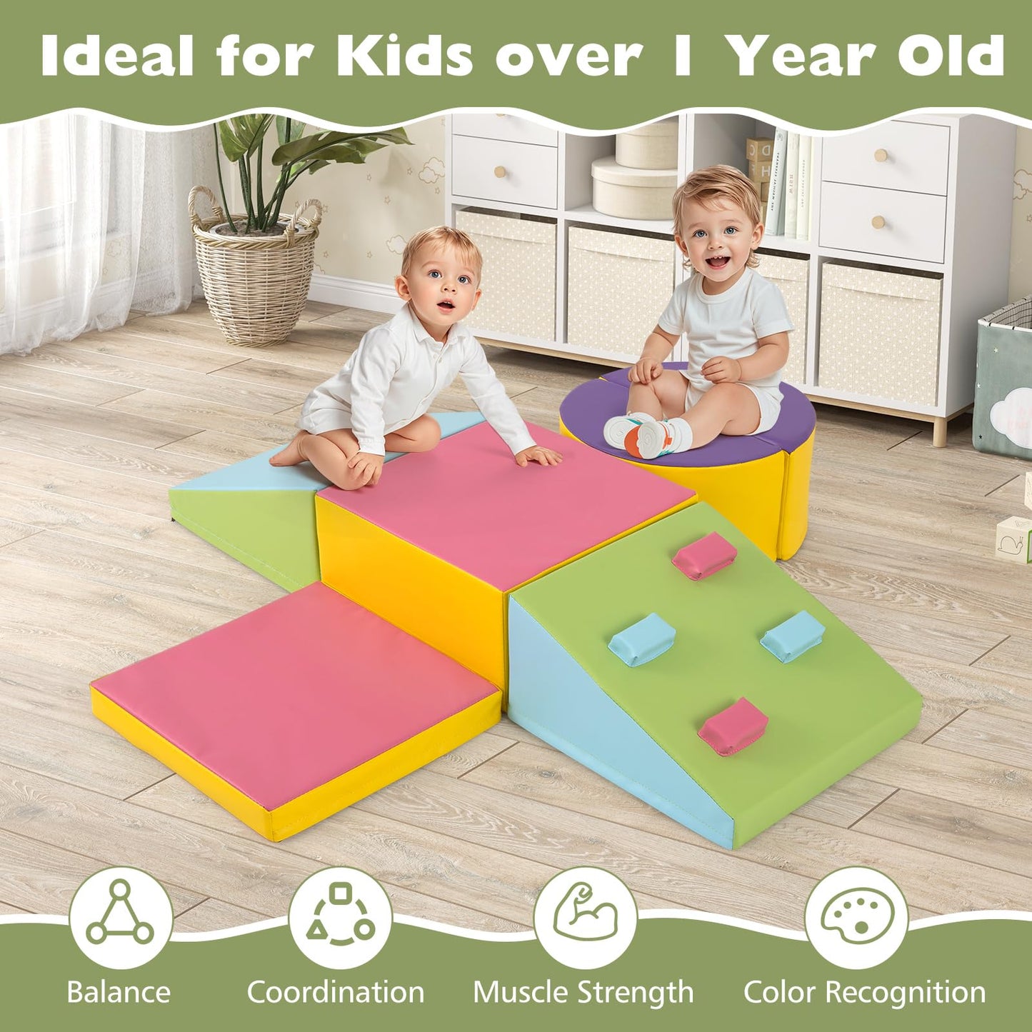 6 Piece Foam Climbing Toys for Toddlers with PU Leather Cover