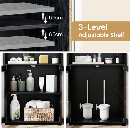 Bathroom Cabinet Freestanding Cabinet with 2 Doors and 3-Level Adjustable Shelf