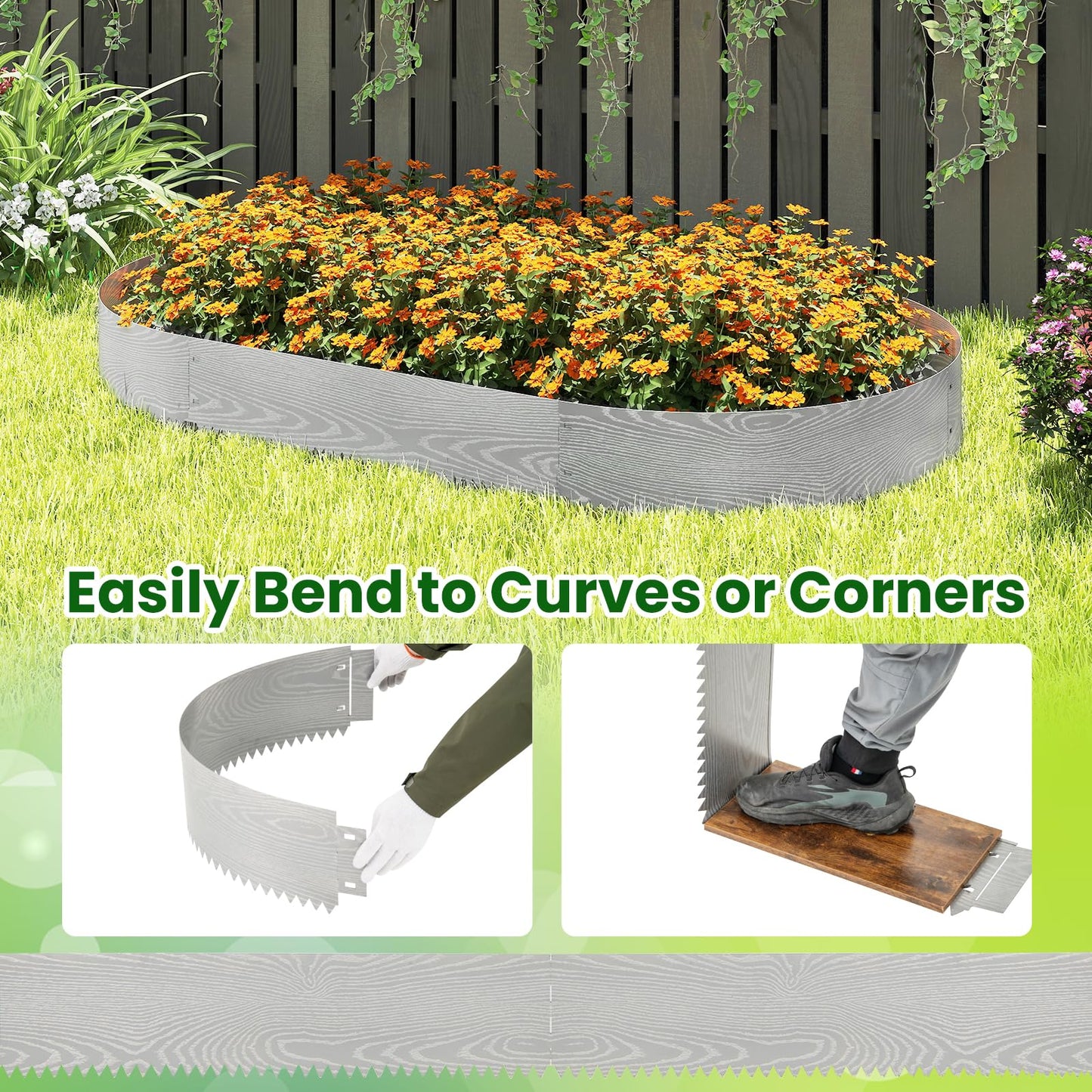6-Pack 600 cm Galvanized Metal Landscape Edging for Lawn Yard