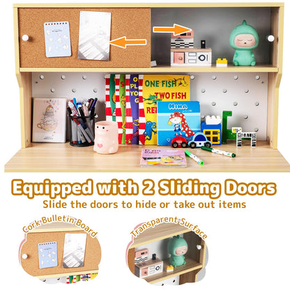 Wooden Kids Desk and Chair Set, Children Table and Chair with Pegboard