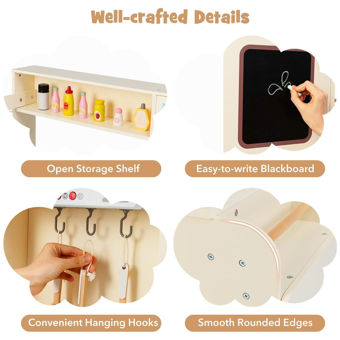 Corner Kitchen Playset with Large Fridge for Toddlers 3+ Years Old