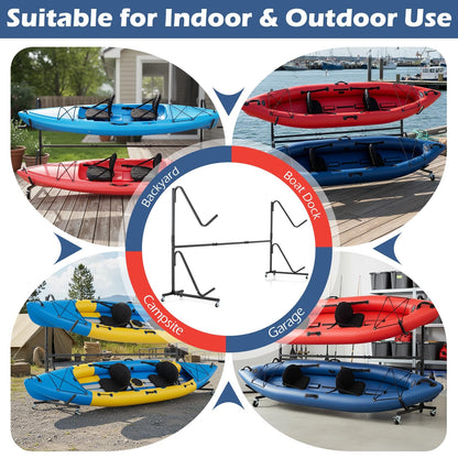 Freestanding Kayak Storage Rack for 2 Kayaks with 6 Lockable Wheels