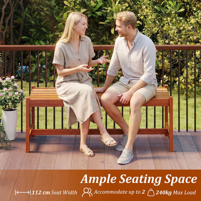 Wooden Garden Bench, 2 Seater Outdoor Bench with Slatted Curved Seat