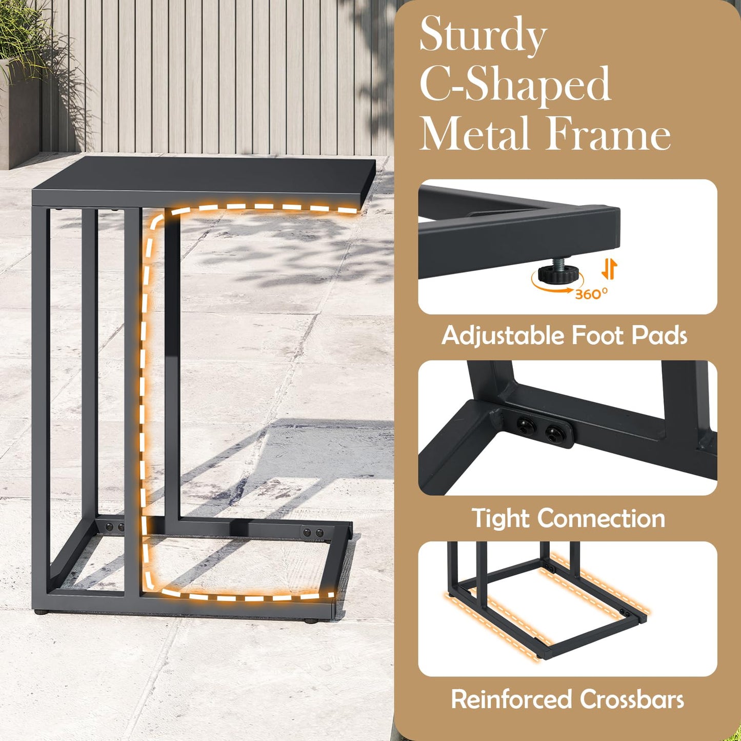 C Shaped Garden Side Table for Living Room