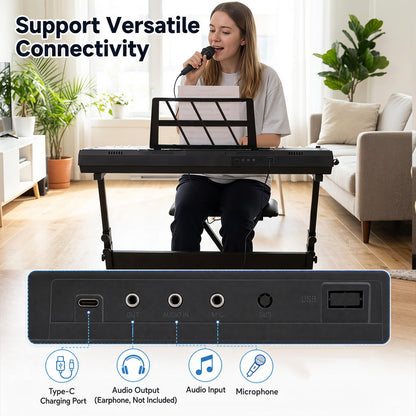 61 Key Digital Piano Keyboard, Electric Piano with Adjustable Stand